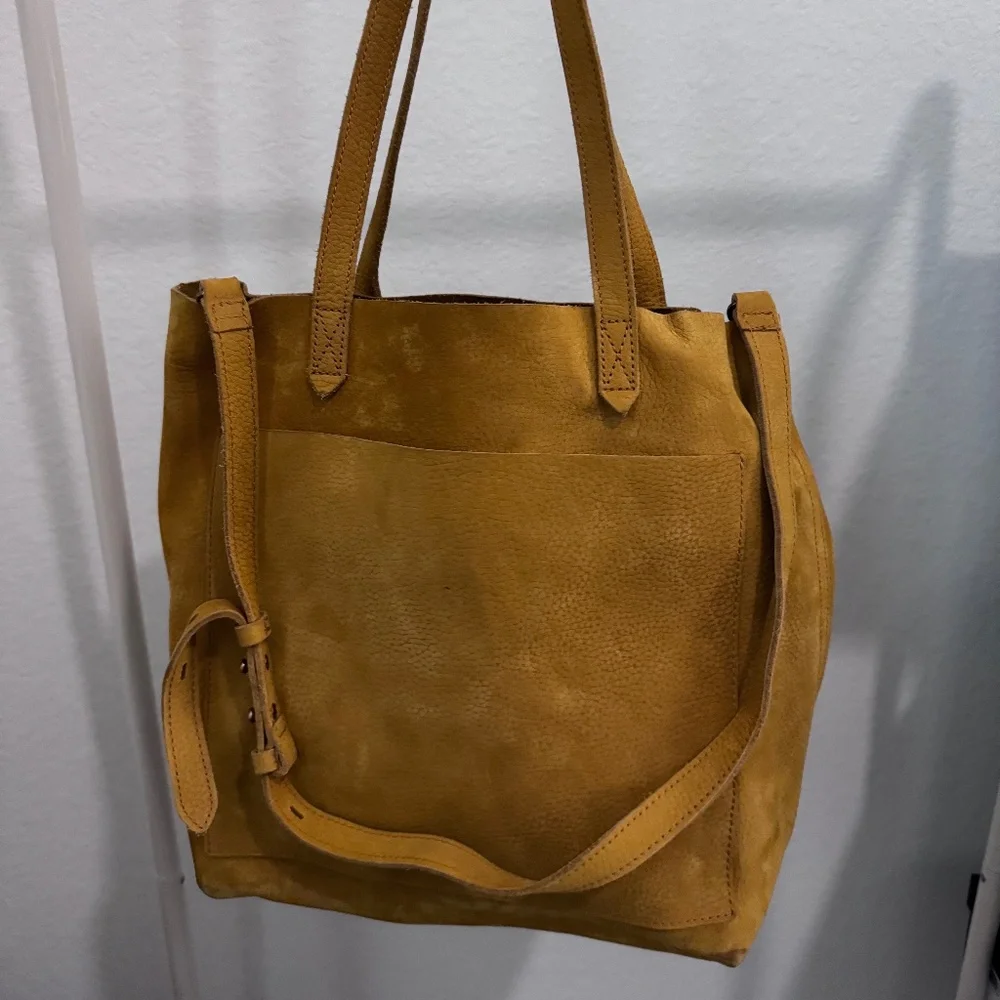 Madewell Transport Tote Mustard Suede Medium
